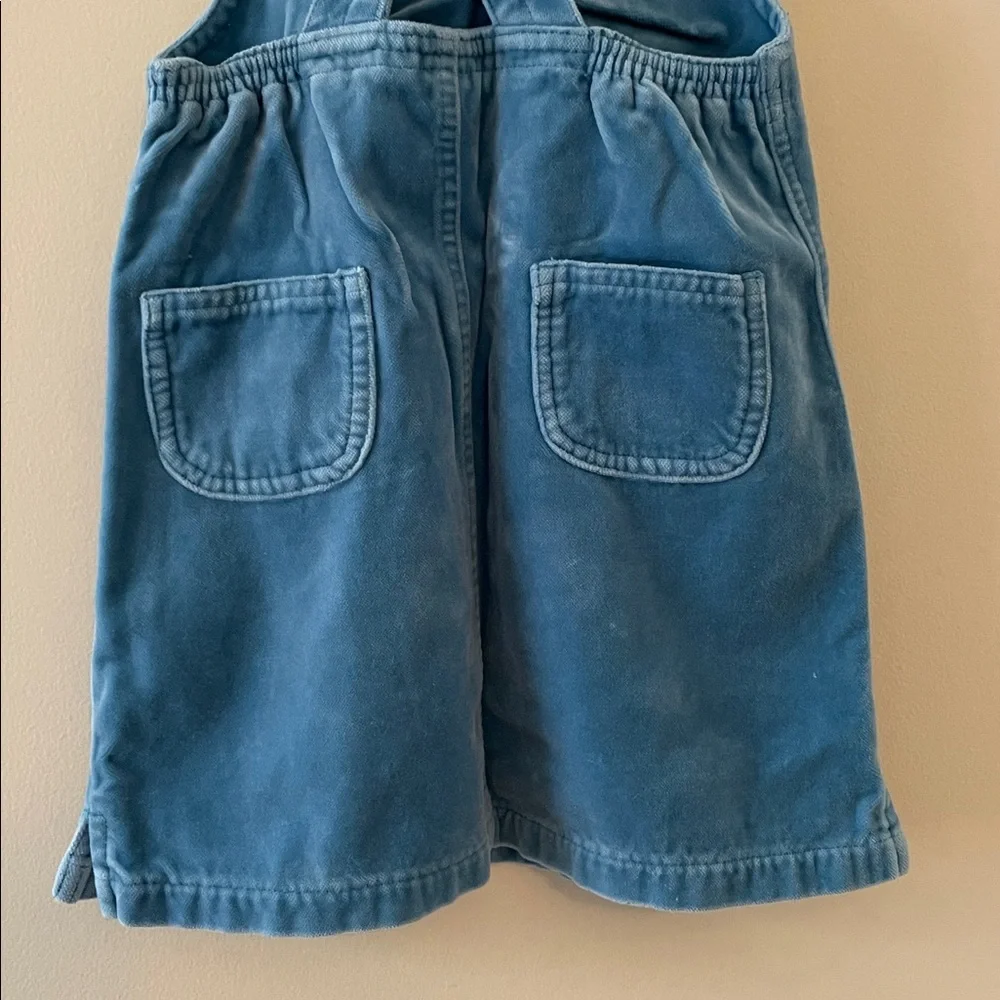 BABY GAP Kids Vintage 2002 Y2K Velvet Jumper Overall Dress in Blue Size 3T